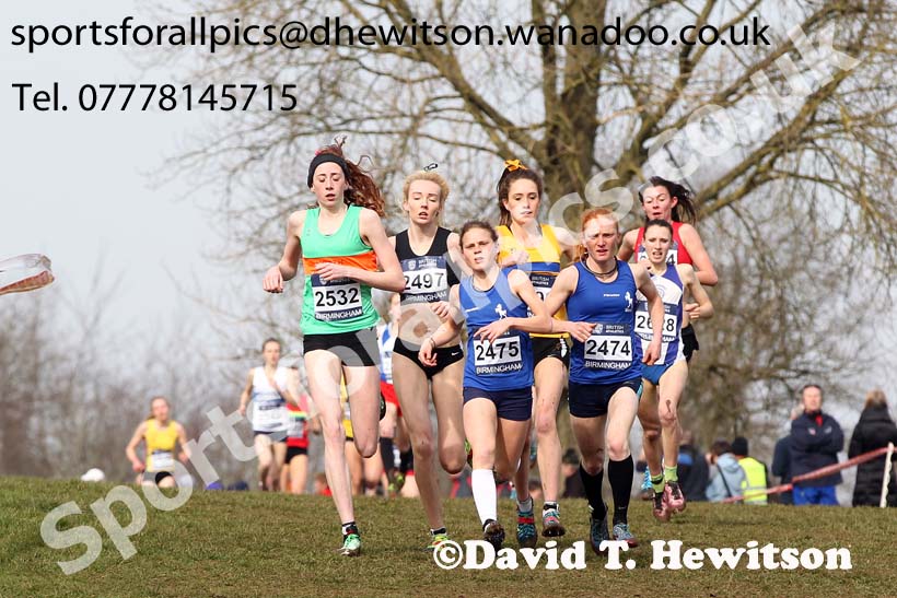 2475 Bobby and 2474 Alex Clay (Kent) lead the under-20 womens Inter Counties Cross Country, Cofton Park, Birmingham. Photo: David T. Hewitson/Sports for All Pics